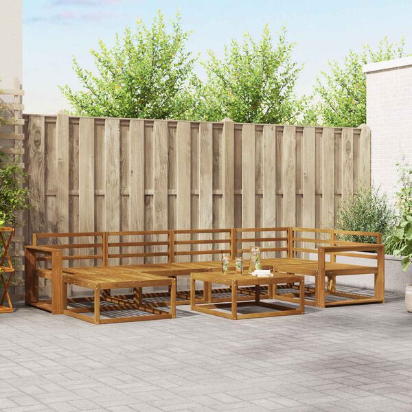 vidaXL Zunanja garnitura za sedenje 7 pcs Naravna Masiven les akacije