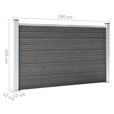 vidaXL Komplet ograjnih panelov WPC 526x105 cm črn