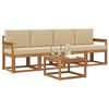 vidaXL Zunanja garnitura za sedenje z blazino 5 pcs Naravna in bež