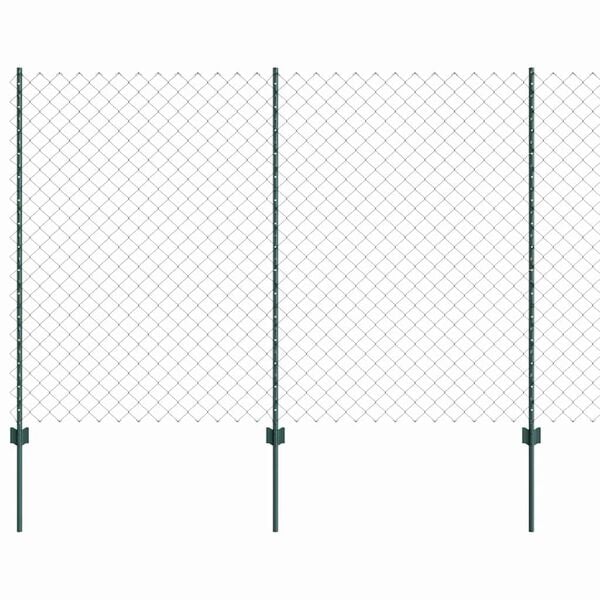 vidaXL Ograja s stebrom Zelena 1,5 x 25 m Jeklo
