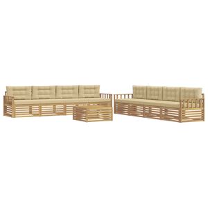 vidaXL Zunanja garnitura za sedenje 9 pcs Bela in bež Poliester