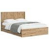 vidaXL Posteljni okvir s skladi&scaron;čem in naslonom za glavo Artisan Oak