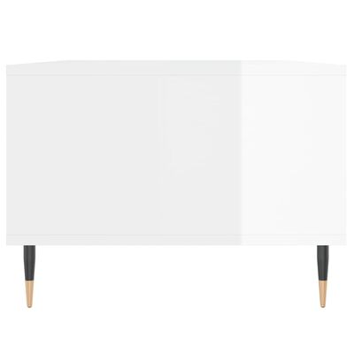vidaXL Klubska mizica visok sijaj bela 90x50x36,5 cm inženirski les