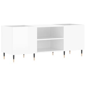 vidaXL Omarica za gramofonske plo&scaron;če sijaj bela 121x38x48 cm inž. les