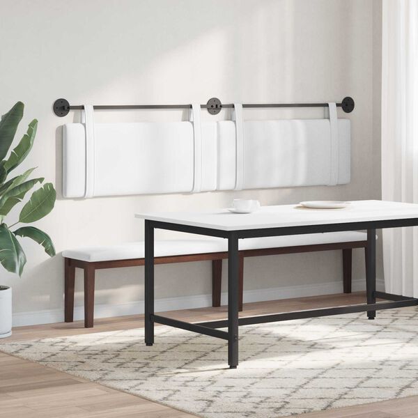 vidaXL Visoki naslon za glavo Enobarvno Bela 210 x 55 x 5 cm blago