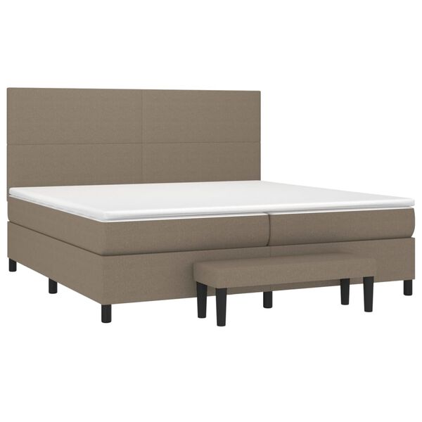 vidaXL Box spring postelja z vzmetnico taupe 200x200 cm blago