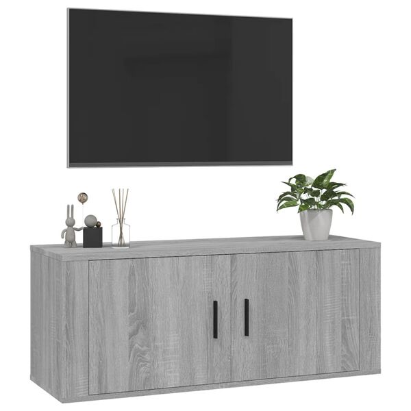 vidaXL Stenska TV omarica siva sonoma 100x34,5x40 cm