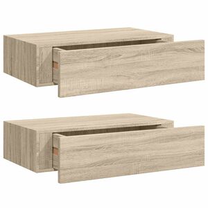 vidaXL Stenska polica s predalom 2 kosa hrast 40x23,5x10 cm MDF