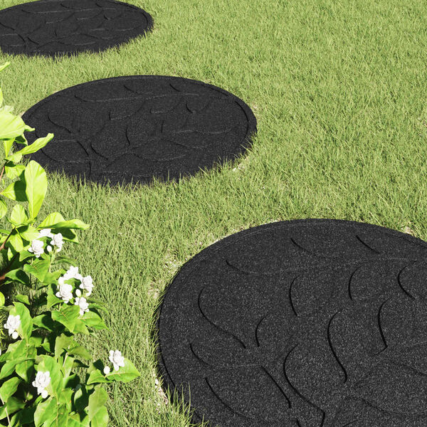 vidaXL Korak kamen 6 pcs Črna &Oslash; 44 x 2 cm Guma