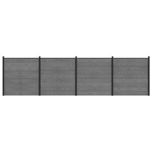 vidaXL Komplet ograj 699 x 186 cm WPC in aluminij Siva