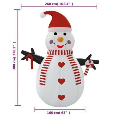 vidaXL Napihljiv snežak z LED diodami 300 cm