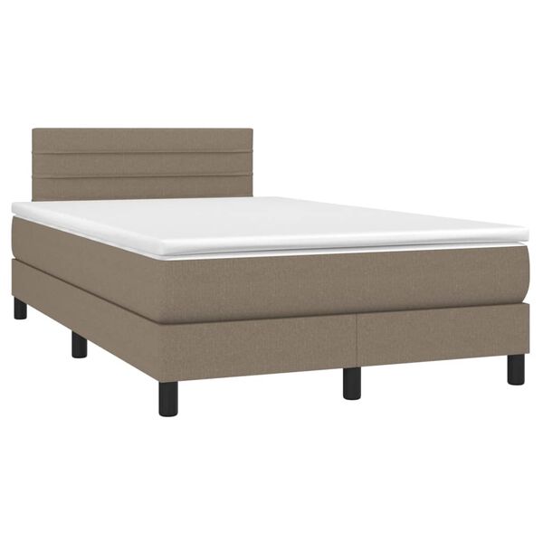 vidaXL Box spring postelja z vzmetnico LED taupe 120x200 cm blago