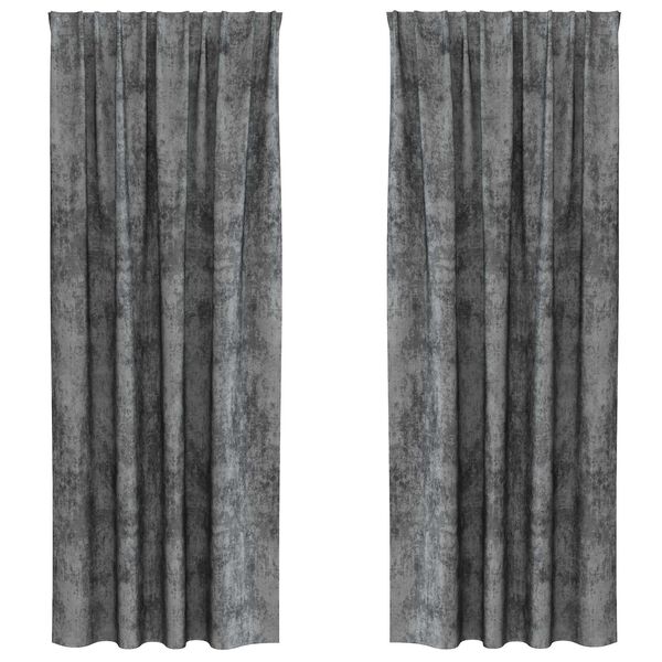 vidaXL Velvete zavese z zavesami 2 pcs Siva 225 x 140 cm Žamet