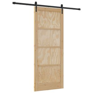 vidaXL Drsna vrata ORKDAL 86 x 211 cm Trdna borovina Naravna in črna
