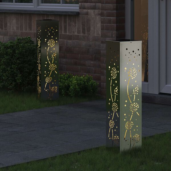 vidaXL Solarno LED svetilo za pot 2 pcs Rjav Cinkano