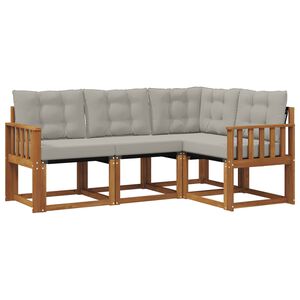 vidaXL Zunanja garnitura za sedenje 4 pcs Naravna in svetlo siva