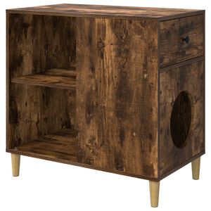 vidaXL Mačja hi&scaron;a Dimljen hrast 72 x 42,5 x 70 cm Inženirski les