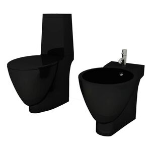 Set Črna Keramična WC &Scaron;koljka in Bide