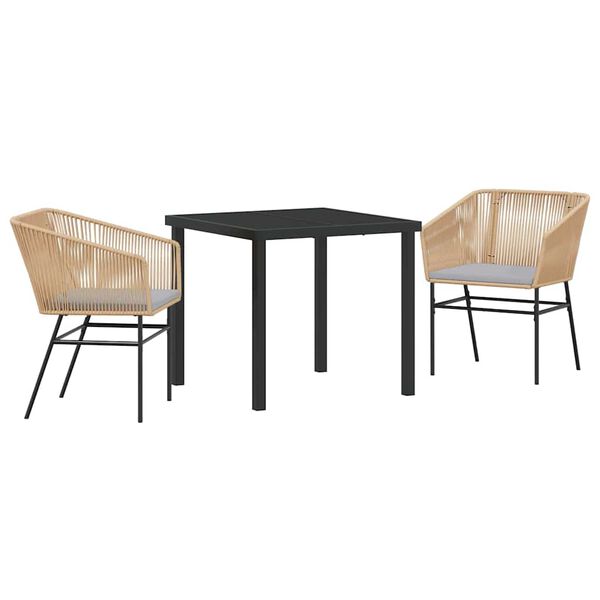 vidaXL Komplet za jedilnico v vrtu 3 pcs Rjava Pra&scaron;no lakirano jeklo