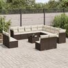 vidaXL 14 kosov Garden Sofa Set z blazinami Brown Poly Rattan