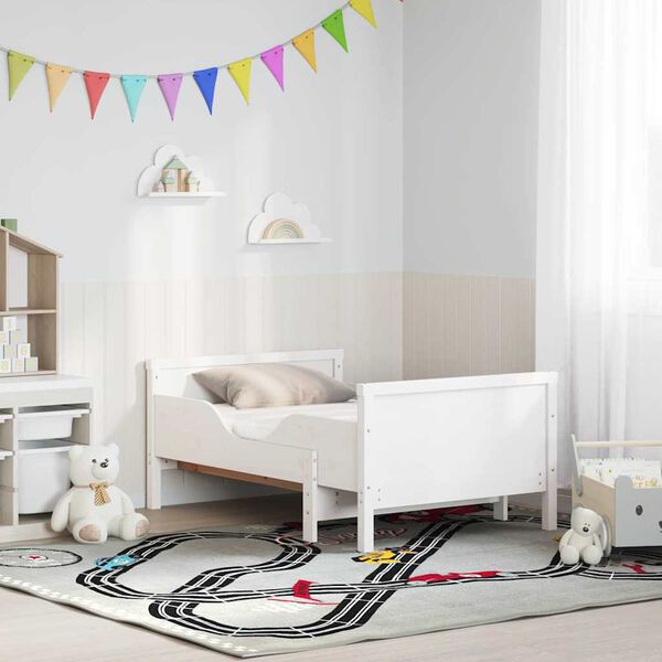 vidaXL Konstrukcija postelje Bela 80 x 200 cm Masivno borovo les
