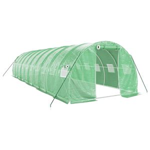 vidaXL Rastlinjak z jeklenim ogrodjem zelen 30 m&sup2; 10x3x2 m