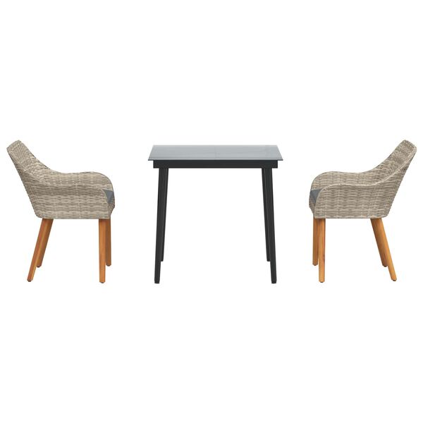 vidaXL Jedilni komplet Svetlo siva Poly ratan