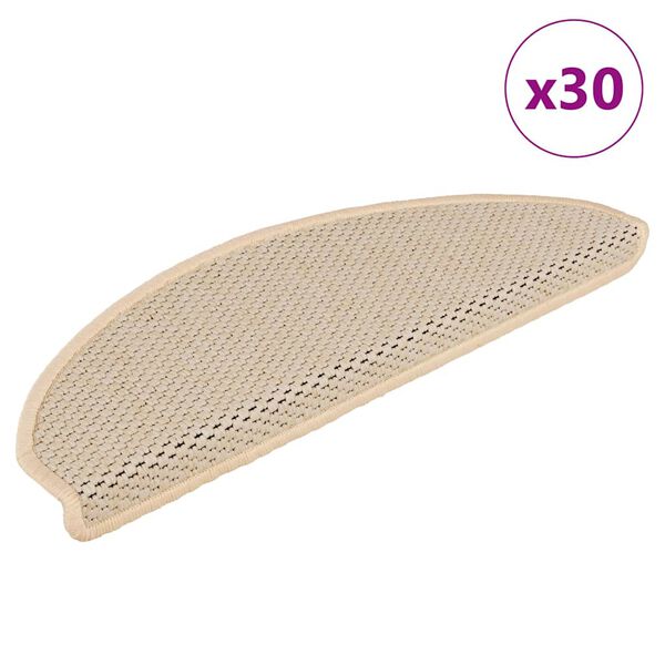 vidaXL Samolepilne preproge za stopnice sisal 30 kos 65x21x4 cm berber
