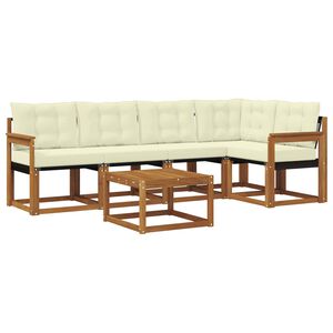 vidaXL Zunanja garnitura za sedenje z blazino 6 pcs Naravna in smetana
