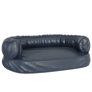 vidaXL Ergonomska pasja postelja iz pene tem. modra 75x53 cm um. usnje