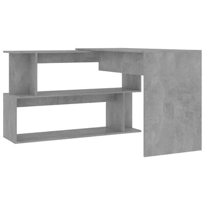 vidaXL Kotna pisalna miza betonsko siva 200x50x76 cm iverna plošča