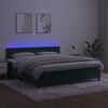 vidaXL Box spring postelja z vzmetnico LED tem. zelena 180x200cm žamet