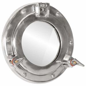 vidaXL Stensko ogledalo z odprtino za okna &Oslash; 23 cm aluminij in steklo