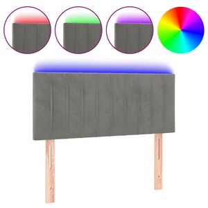 vidaXL LED posteljno vzglavje svetlo sivo 80x5x78/88 cm žamet