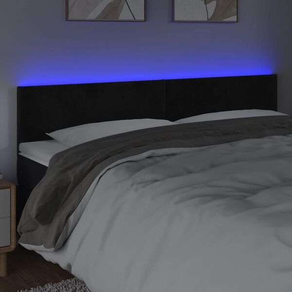 vidaXL LED posteljno vzglavje črno 160x5x78/88 cm žamet