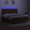 vidaXL Box spring postelja z vzmetnico LED temno rjava 200x200cm blago
