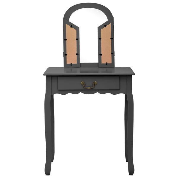 vidaXL Mizica za ličenje s stolčkom siva 65x36x128cm pavlovnija in MDF