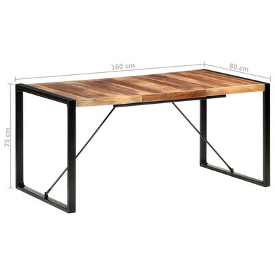 vidaXL Jedilna miza 160x80x75 cm trden les s finišem iz palisandra