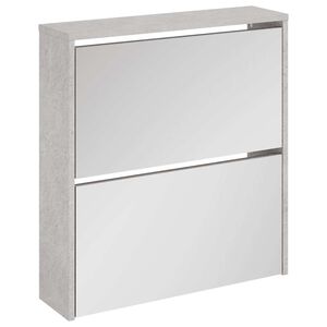vidaXL Omarica za čevlje z ogledalom 2-nadstropna bet. siva 63x17x67cm