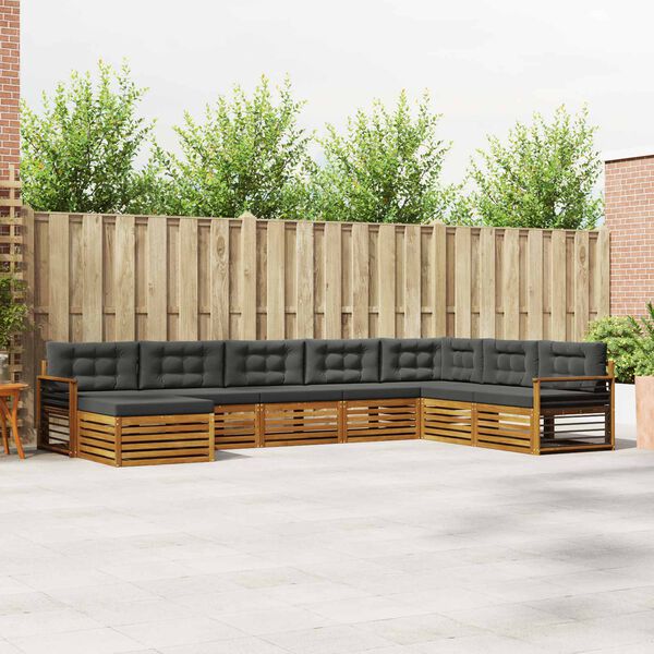 vidaXL Sedežne garniture z blazino 8 pcs Naravna in antracitna