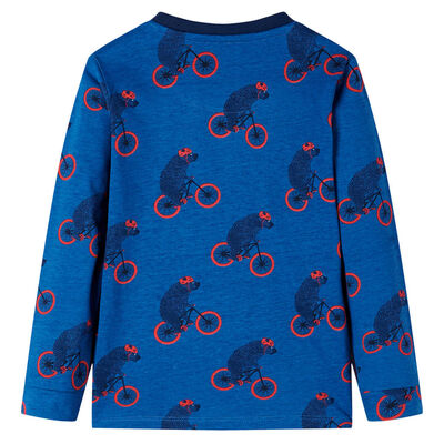 Otroška pižama z dolgimi rokavi bencinsko modra 92