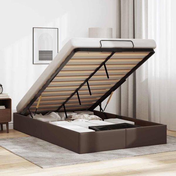 vidaXL Otomanski posteljni okvir brez vzmetnice rjav 120x200 cm