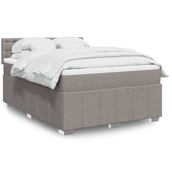 vidaXL Box spring postelja z vzmetnico taupe 140x190 cm blago