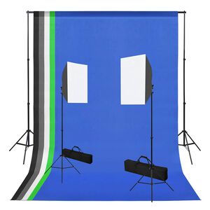vidaXL Komplet za foto studio s softbox lučmi in ozadnji