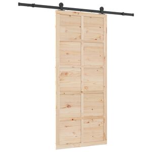 vidaXL Drsna vrata 90 x 208 cm Trdna borovina Naravna