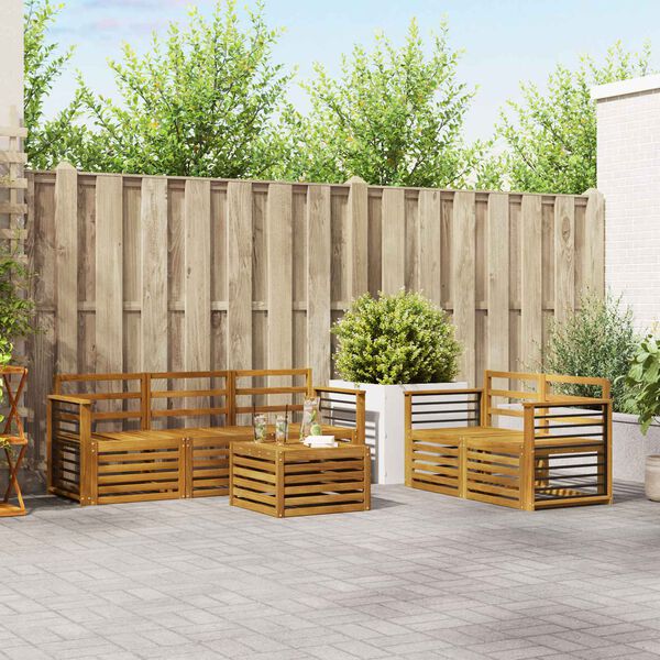 vidaXL Sedežne garniture 6 pcs Naravna Masiven les akacije