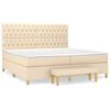 vidaXL Box spring postelja z vzmetnico krem 200x200 cm blago