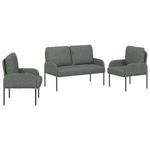 vidaXL Sedežne garniture 3 pcs Temno siva 115 x 56 x 80 cm Vezani les