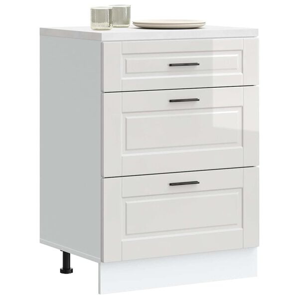 vidaXL Kuhinjska spodnja omarica "Porto" visok sijaj bela inženirski les