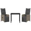 vidaXL Komplet za jedilnico v vrtu z blazino 3 pcs Siva Poly ratan